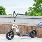 Kids Scooter for 5-12 Years Old with Brake, Kickstand and Adjustable Handlebar, 129x52x80-88 cm, White and Black
