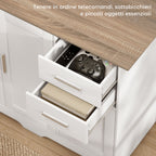 Modern Wooden Sideboard with 2 Drawers and 2 Cabinets, 100x40x78 cm, White and Wood Color