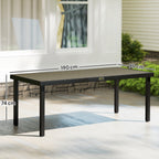 8-Seater Garden Dining Table in Aluminum and Plastic, Dark Wood and Black