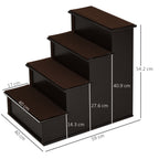 4-Step Dog and Cat Ladder with Removable Plush Cushions, 40x59x54.2 cm, Brown