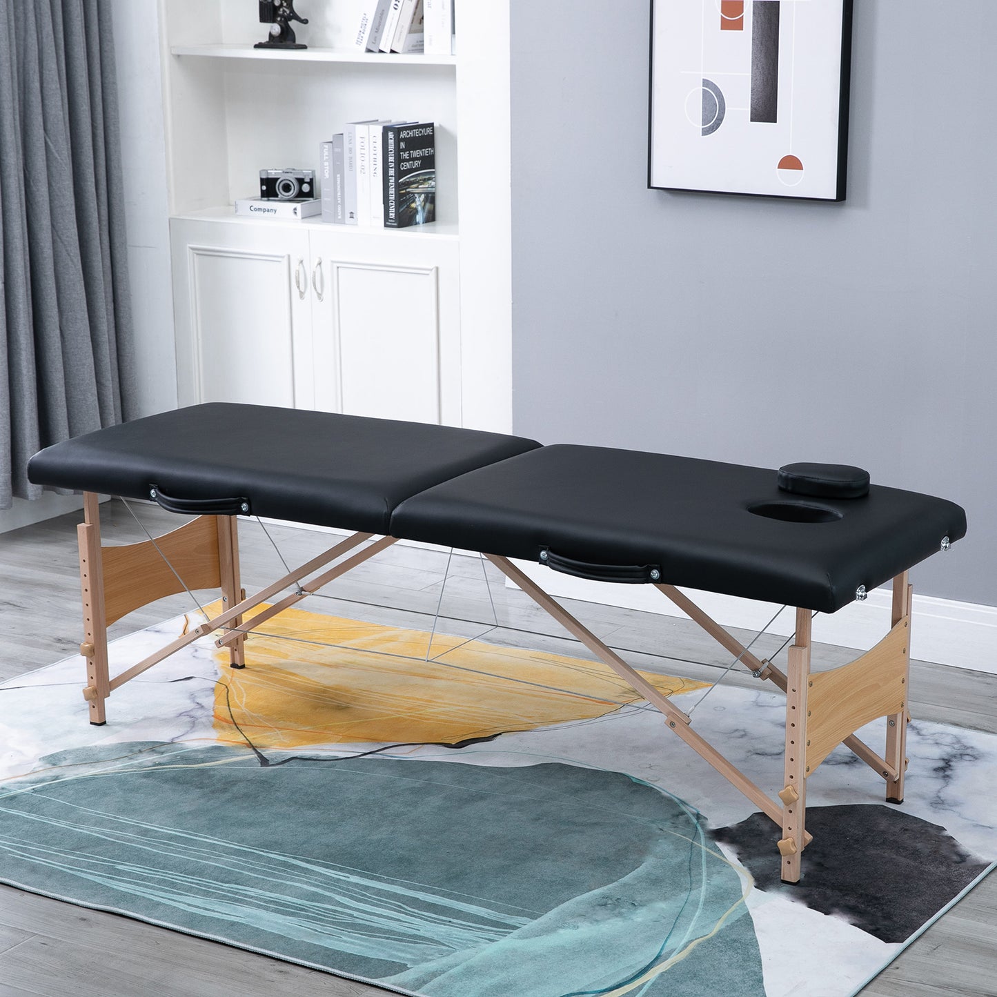 Portable and Adjustable Massage Table with Removable Cushion and Bag, 186x60x58-81 cm, Black