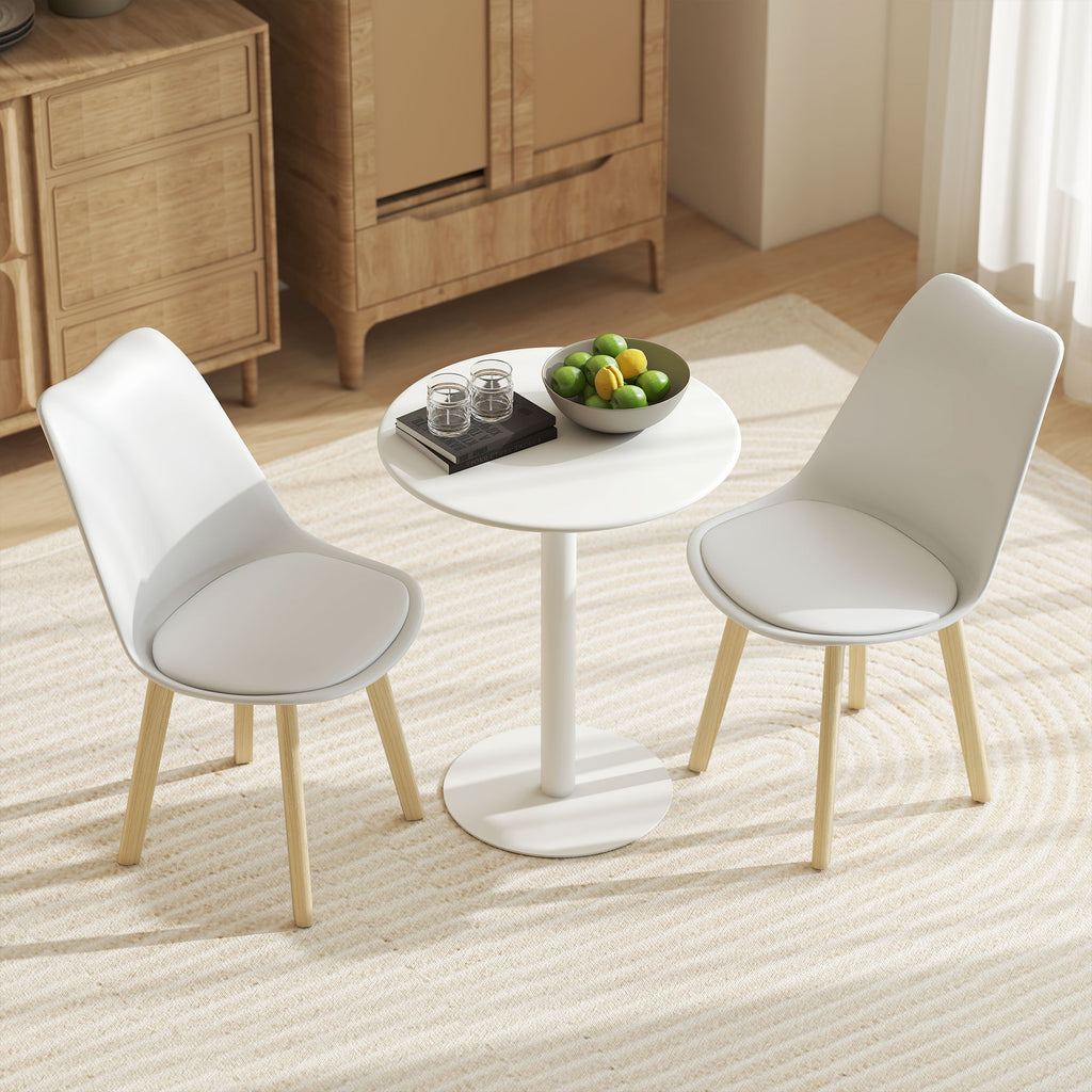 Round Kitchen Table for 2 People with a Modern Design in Steel, Ø60x72 cm, White