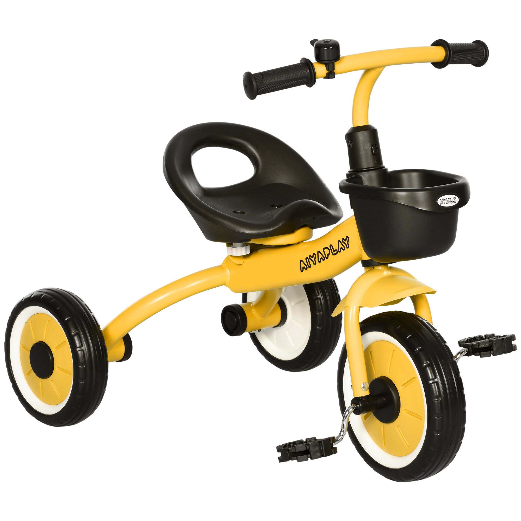 Children's Tricycle for 2-5 Years Old with Adjustable Seat and Bell, 70.5x50x58cm, Yellow