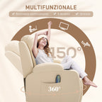 8-Point Reclining Massage Chair with Cup Holder and Remote Control, 85x94x104 cm, Beige