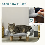 Plush Dog and Cat Sofa Bed with Removable Backrest, 47x40x20 cm, Grey