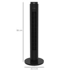 45W Tower Fan with 4 Modes and 3 Speeds with 12h Timer, in ABS, Ø31.5x96 cm, Black - Borgè
