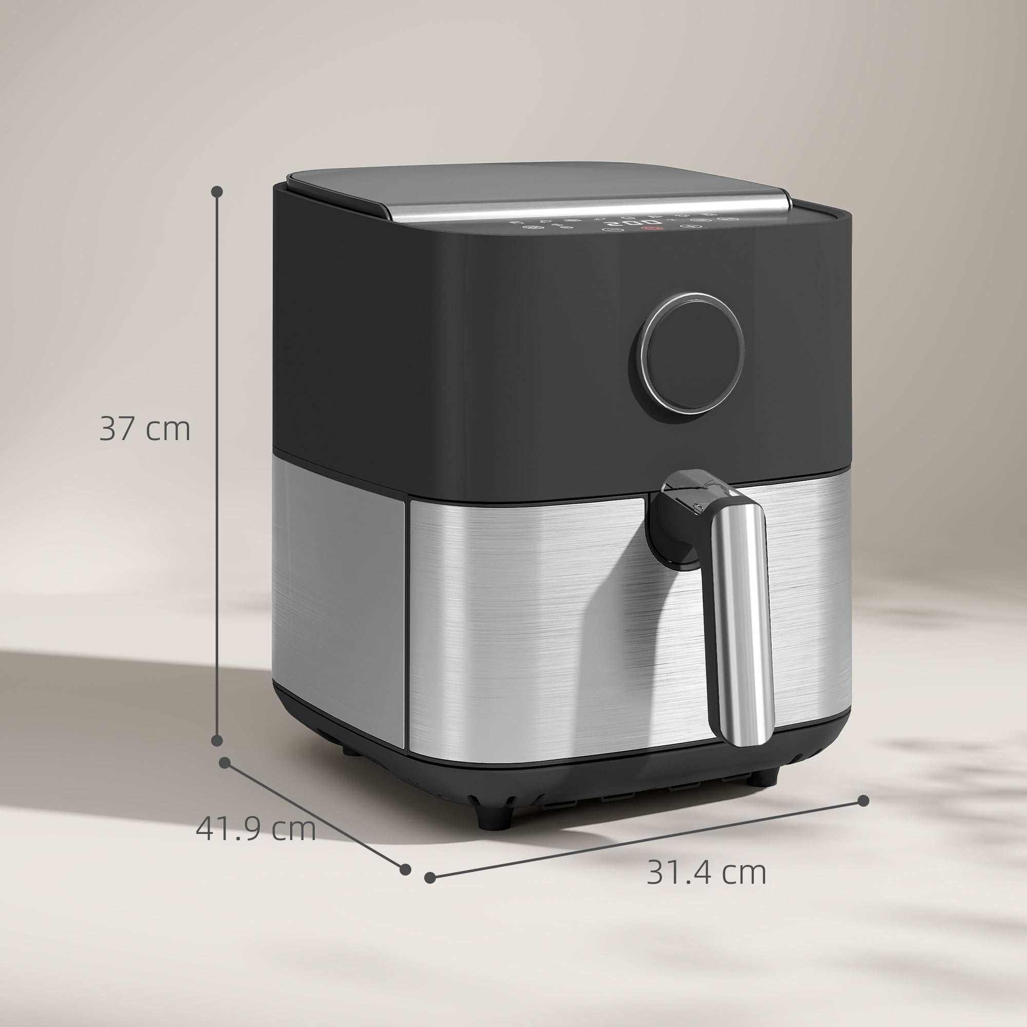 8L Air Fryer, 1700W Air Fryer with 8 Programs and 360° Hot Air Circulation, LED Display, Black