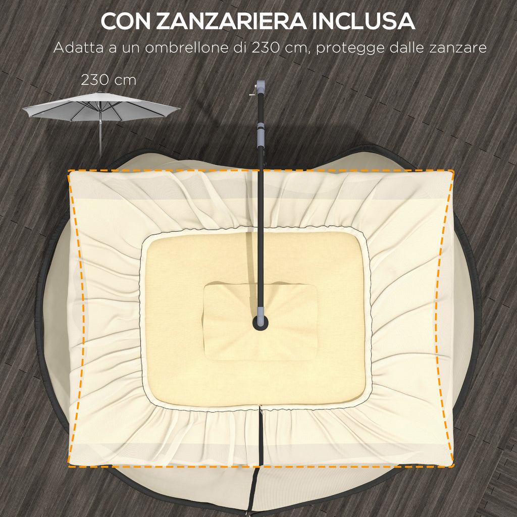 Mosquito Net for Umbrella 3x2.3 m Adjustable Dense Mesh with Zipper Opening, Beige