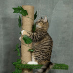 Cat Tree with Adjustable Tension Rod, 202-242 cm, Ceiling Mount, Green