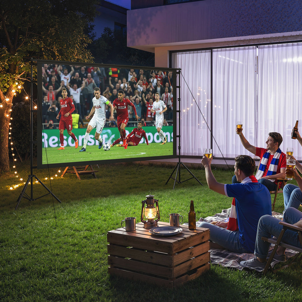 HOMCOM 100" 16:9 HD 4K/8K Projector Screen, 160° Viewing Angle, Double-Sided and Foldable Tripod, White
