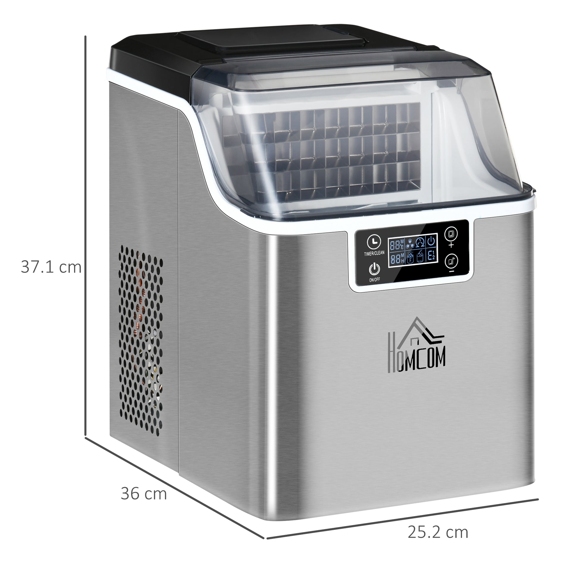 24 Cube Ice Maker in 14-18 Minutes with Adjustable Size - Borgè