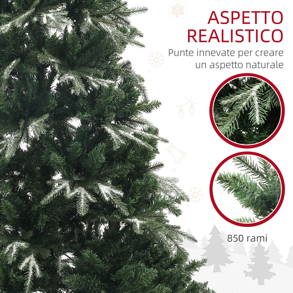 Snowy Christmas Tree with 850 Branches and Sectional Design, in Plastic and Steel, Ø110x180 cm, Green