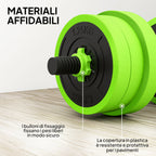 SPORTNOW 4-in-1 20kg Gym Weight Set, Convertible to Kettlebell, 2 Dumbbells, Barbell and Push-Up Stand, Green