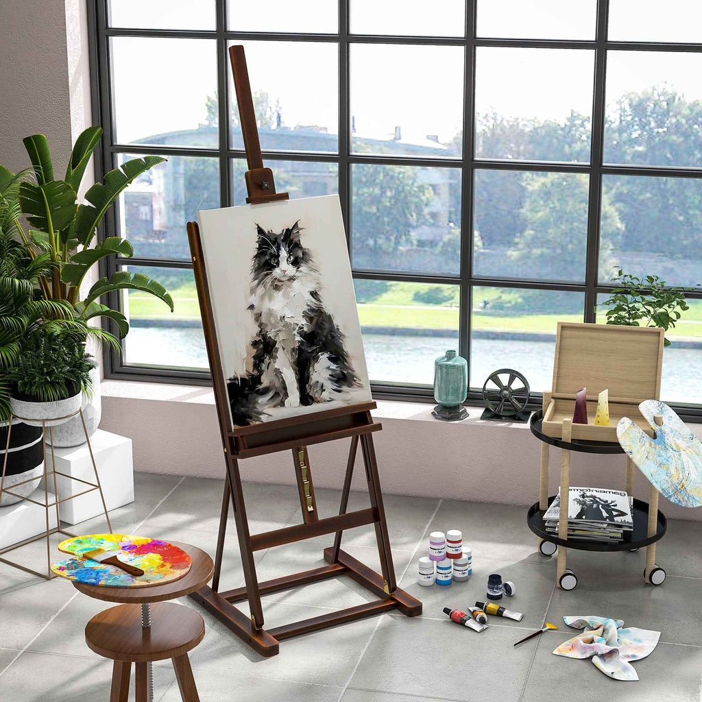 HOMCOM Adjustable Beech Wood Artist Easel with Storage Compartment, 53x50.5x171-230cm
