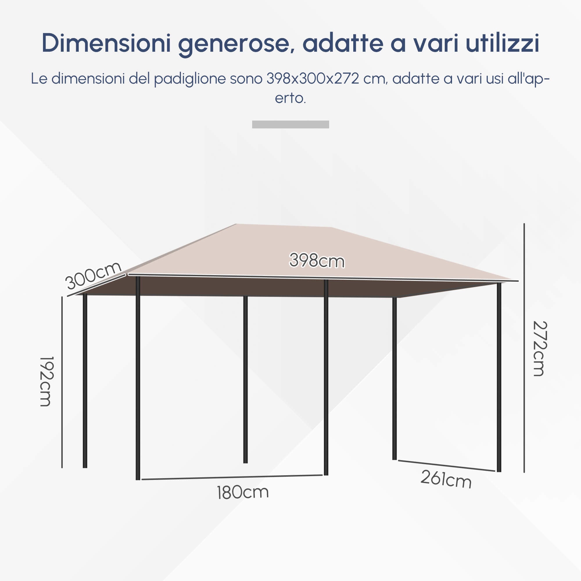 Outsunny 4x3m Garden Gazebo with 6 Removable Curtains, Metal Frame and Beige Polyester Canopy