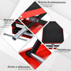 Motorcycle Lift Stand, Red and Black Steel Motorcycle Lift, Foldable and Non-Slip 41.5 x 23.5 x 10-37cm