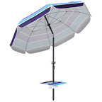 Outsunny Beach Umbrella with Table and Cup Holder, Metal and Polyester, Ø198x214 cm, Multicolored