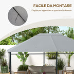 Outsunny 4x3m Replacement Roof for UV-Resistant Gazebo in Polyester with Air Vent, Light Grey