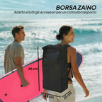 Outsunny Inflatable SUP with Seat, Paddle and Accessories, in Plastic and EVA, 335x82x15 cm, Blue and Pink