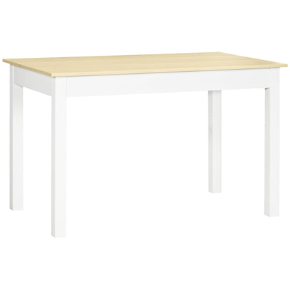 4-6 Seater Dining Table Modern Design for Kitchen and Living Room, 119x70x75cm, White and Wood