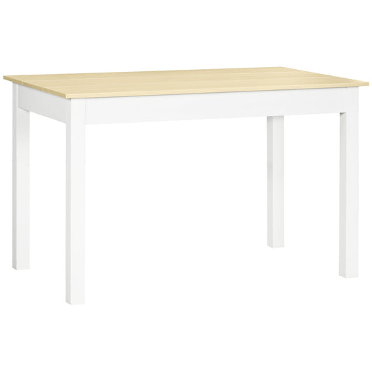 4-6 Seater Dining Table Modern Design for Kitchen and Living Room, 119x70x75cm, White and Wood