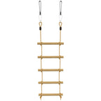 5-Rung Ladder for Children Ages 3-8 Years, with Buckles and Straps, Made of Wood and PE, Wood Color