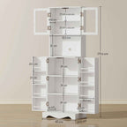 HOMCOM Kitchen Cabinet with 2 Cabinets and 8 Shelves, Wood and Acrylic, 60x39.5x179.6 cm, White