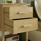 HOMCOM Set of 2 Bedside Tables with 2 Drawers and Lower Shelf in Nordic Style, in Bamboo, 40x34x60 cm - Borgè