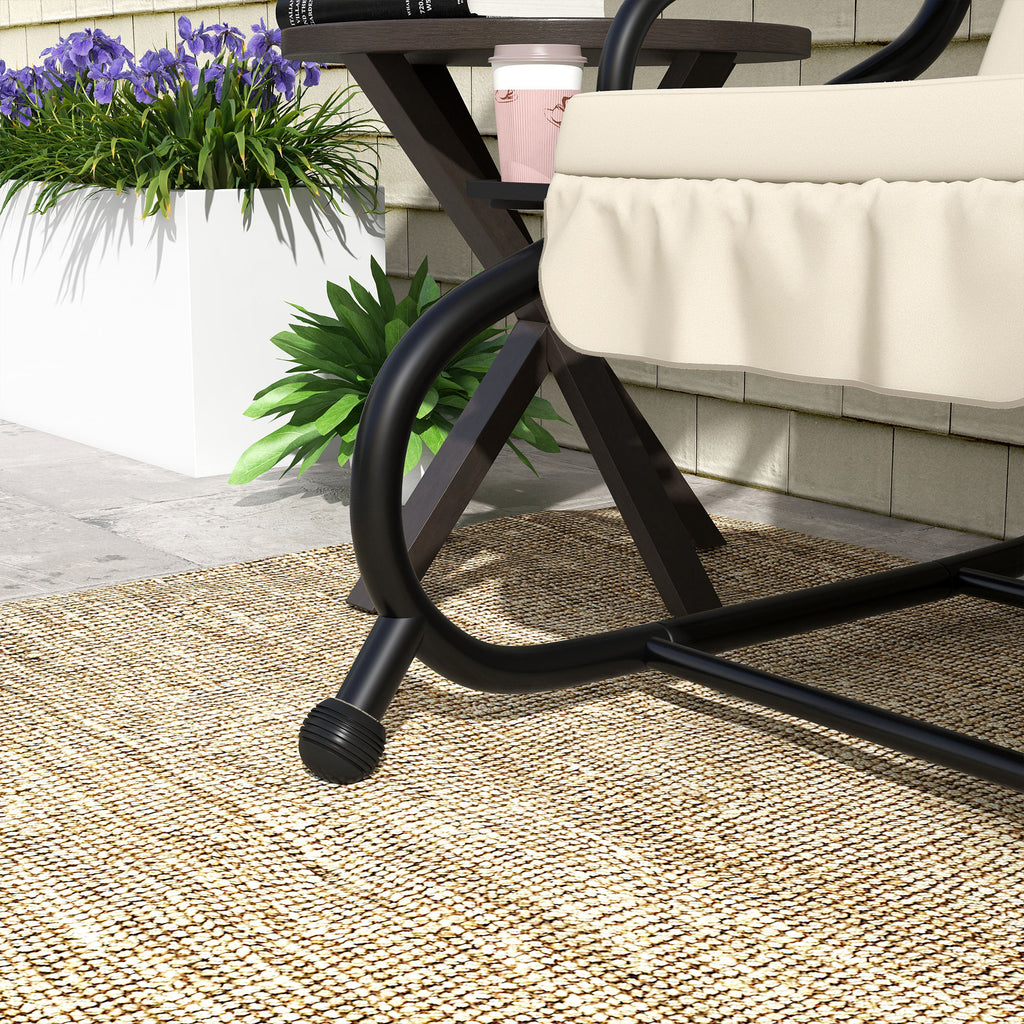 Outsunny Garden Swing Bed with Adjustable Canopy and Trays, Steel and Teslin, 200x120x164 cm, Cream