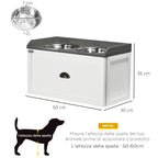 Stainless Steel and Wood Raised Dog Bowls with Drawer, 60x30x36cm, White and Grey - Borge' Group Limited