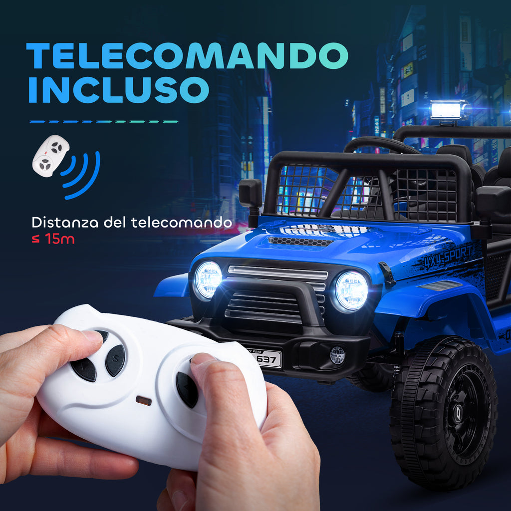 12V Electric Off-Road Ride-On Toy Car for Kids with Dual Motors, Ages 3-6 Years, Remote Control and Lights, Blue