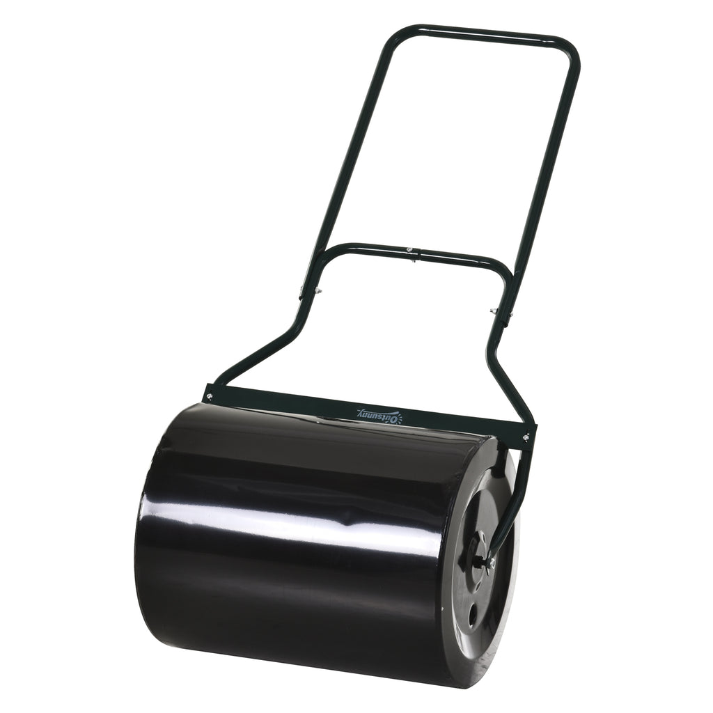 Waterproof Metal Garden Roller in Black, Up to 60 Litre Reservoir (Water or Sand), 57x40x123cm