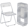 Set of 4 Space-Saving Folding Chairs for Living Room and Events, Steel and Acrylic, Transparent