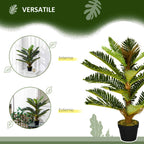 HOMCOM Artificial Palm Tree with 18 Leaves and Pot Included for Indoors, Height 85 cm, Green