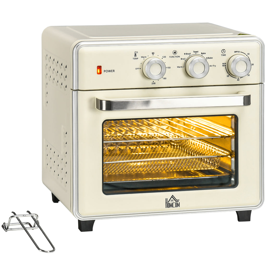 20L Fan-assisted Electric Mini Oven 1400W with Hot Air and Accessories, Cream