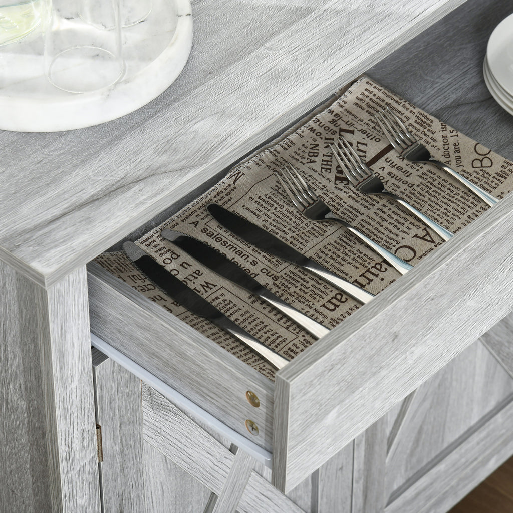 Country Kitchen Sideboard with 2-Door Cabinet and Drawer, 80x39.7x80cm, Grey