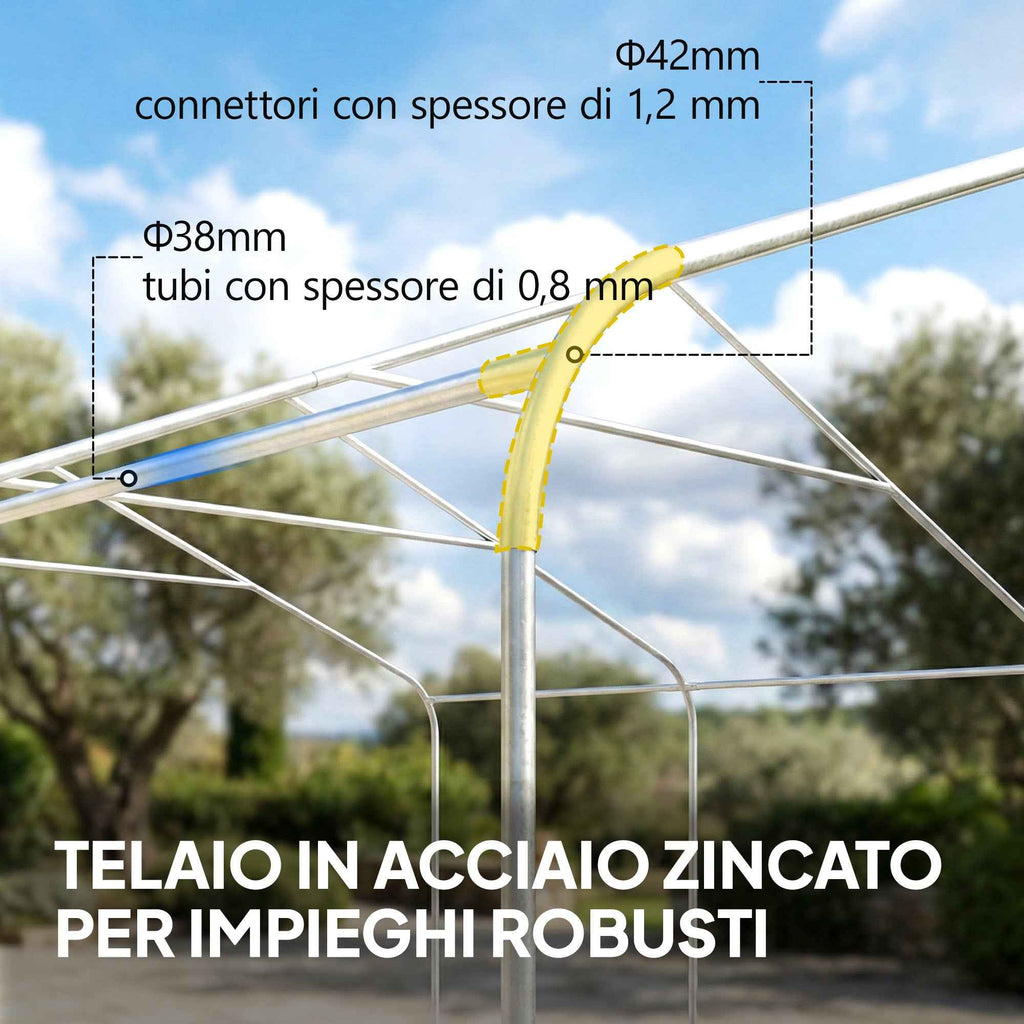 Outsunny Carport 5x6m, Portable Garage, Galvanized Steel Frame for Cars/Trucks, Cream