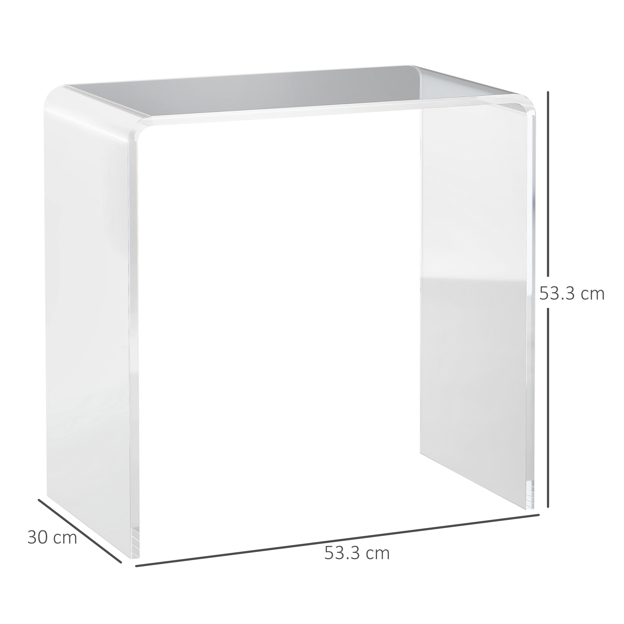 Homcom Living room coffee table in UC with smooth edges and rounded corners, 53.5x30.5x53.5 cm, transparent - Borgè