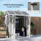 Resin Garden Shed with Floor, 2 Locking Doors, Window, 1.8x1.8m, Grey