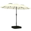 Outsunny 12-Ribbed Double Umbrella with Crank Handle, Cross Base and Bags, Metal and Polyester, 3x1.5 m, Beige
