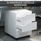 3 Drawer Office Chest with Retractable Handles, Wood and Metal, 40x50x57.5 cm, White