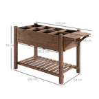 Outsunny bed for raised wooden vegetable garden with folding shelf and lower shelf, 123x54x74cm - Borgè