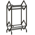 HOMCOM 50 CD Holder, 2-Tier Metal Vinyl Record Rack for DVDs, Books, Albums, Black