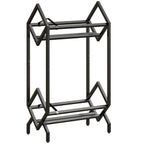 HOMCOM 50 CD Holder, 2-Tier Metal Vinyl Record Rack for DVDs, Books, Albums, Black