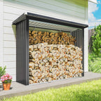Outsunny Outdoor Steel Log Shed, Raised Base and Sloped Roof, 213x66.5x150 cm, Dark Grey