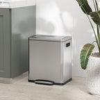 15L 2-Section Pedal Bin with Silent Lid, Stainless Steel and PP, 40x34.8x47.5 cm