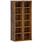HOMCOM Set of 2 CD Racks with Adjustable Shelves for 204 CDs, Wooden, 21x22.5x88.5 cm, Rustic Brown
