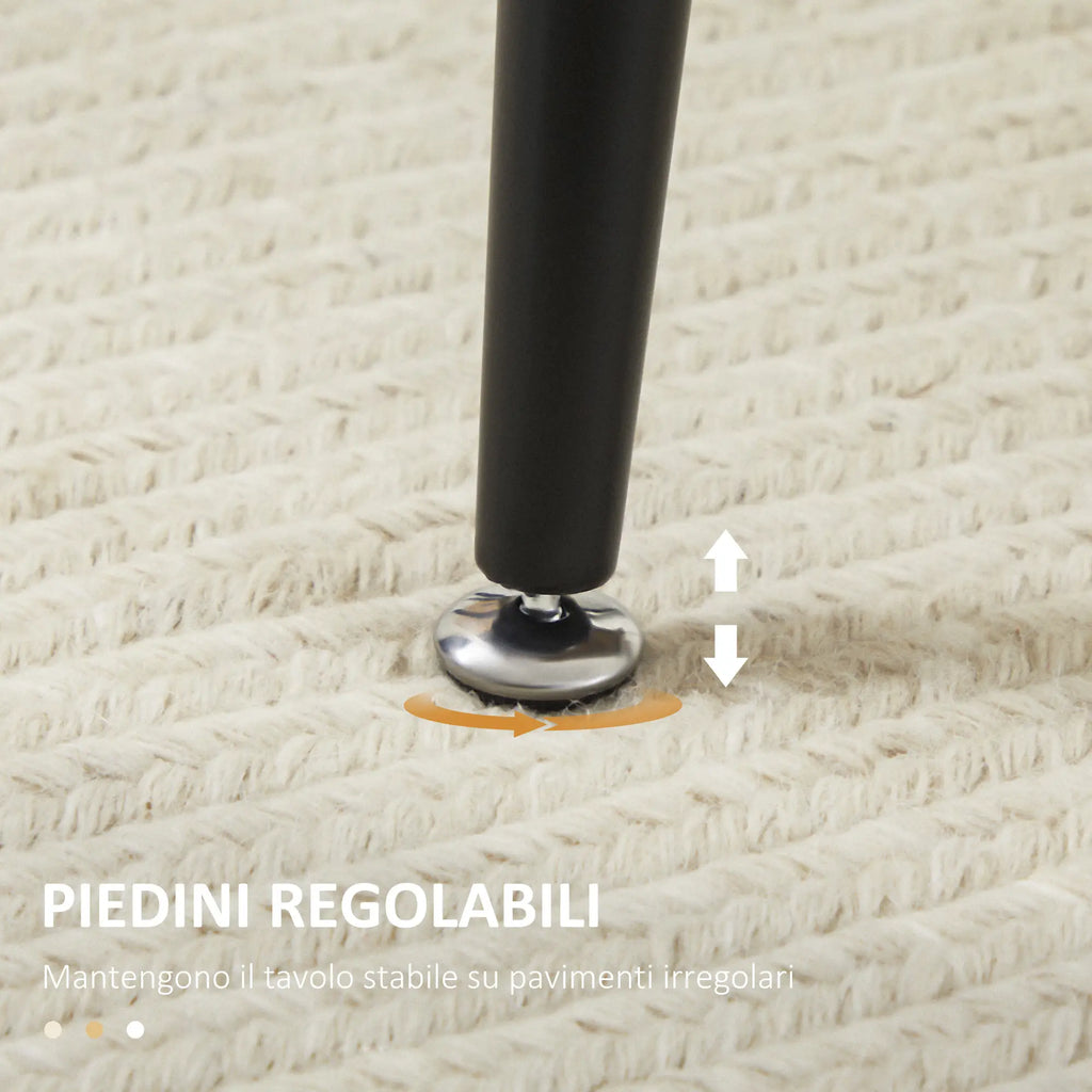 4-Seater Kitchen Table in MDF and Steel, 140x80x76cm, Wood and Black Color