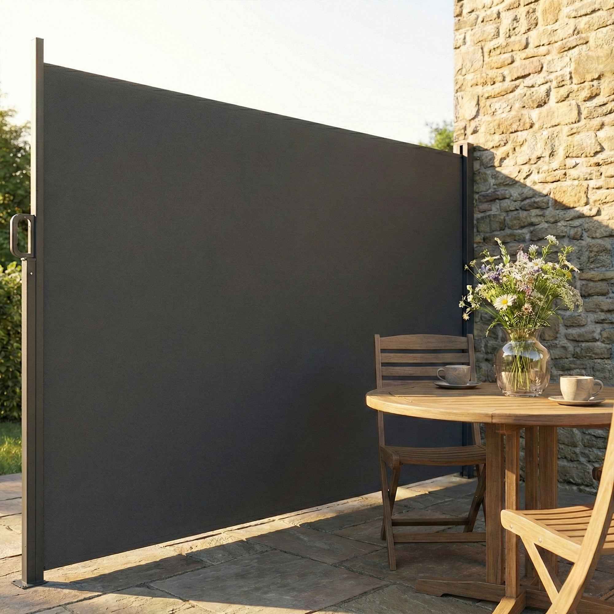 Outsunny Retractable Side Awning Waterproof and UV 50+, in Aluminum, Steel and Polyester, 420x185 cm, Dark Grey
