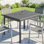 Outsunny Extendable Garden Table for 6-8 People with Slatted Top, Aluminum, 110-170x90x75 cm, Dark Gray